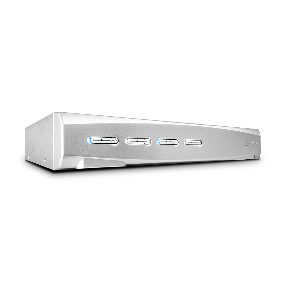 Lindy 4 Port DVI-I Single Link, USB 2.0 & Audio KVM Switch Pro - KVM-/Audio-/USB-Switch - 4 x KVM/Audio/USB - 1 lokaler Benutzer - Desktop