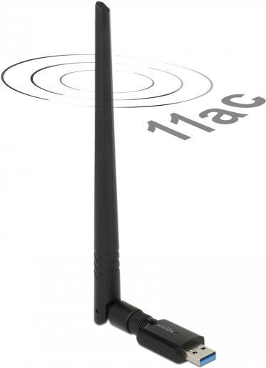 DeLock USB 3.0 Dual Band WLAN ac/a/b/g/n Stick - Netzwerkadapter - USB 3.0 - 802.11b, 802.11a, 802.11g, 802.11n, 802.11ac - Schwarz