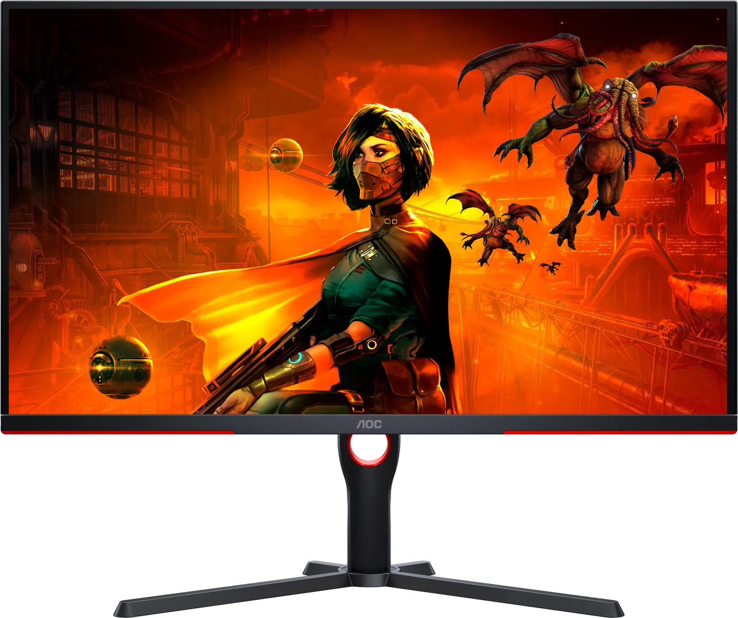 AOC Gaming U32G3X/BK - LED-Monitor - Gaming - 81.3 cm (32) (31.5 sichtbar) - 3840 x 2160 4K UHD (2160p) @ 144 Hz - IPS - 1000:1 - 1 ms - 2xHDMI, 2xDisplayPort - Lautsprecher - Schwarz, Rot (U32G3X/BK)