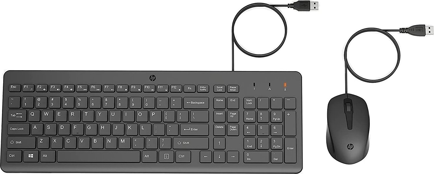 HP 150 - Tastatur-und-Maus-Set - USB - QWERTY - Englisch - Schwarz - für HP 21, 27, Laptop 14, 15, 15s, Pavilion Laptop 15 (240J7AA#ABB)