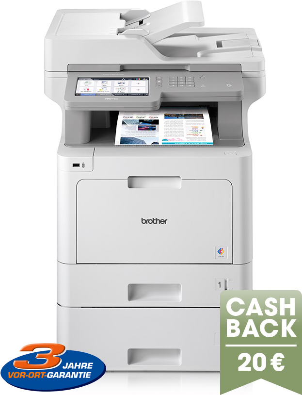 Brother MFC-L9570CDWT - Multifunktionsdrucker - Farbe - Laser - A4/Legal (Medien) - bis zu 31 Seiten/Min. (Drucken) - 800 Blatt - 33.6 Kbps - USB 2.0, Gigabit LAN, Wi-Fi(n), USB-Host, NFC mit Brother PRINT AirBag für 400.000 Seiten