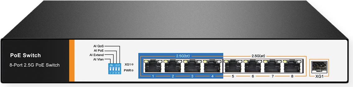 VALUE PoE 2.5Gigab.Switch 8x 2.5GbE PoE+ 1x 10GbE SFP - Switch - 8-Port - Ethernet - Power over Ethernet (21.99.1189)