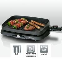 Steba Barbecue-Elektrogrill, rechteckig, Grillelement: Grillplatte, geriffelt, abnehmbar, Grillfläche: 35x25 cm, Antihaftbeschichtung, Temperaturregler, Kontroll-Leuchte, Fettauffangschale, Windschutz, 1.300 Watt (064700)
