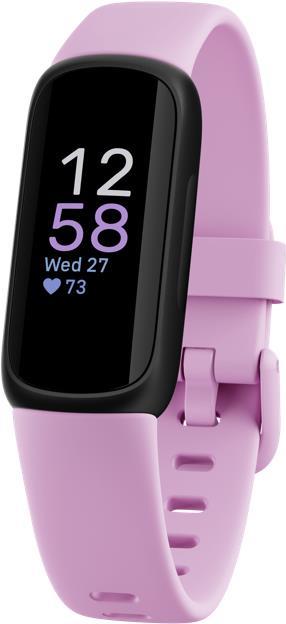 Fitbit Inspire 3 - Schwarz - Aktivitätsmesser mit Band - lilac bliss - Handgelenkgröße: bis zu 221 mm - Bluetooth (FB424BKLV)