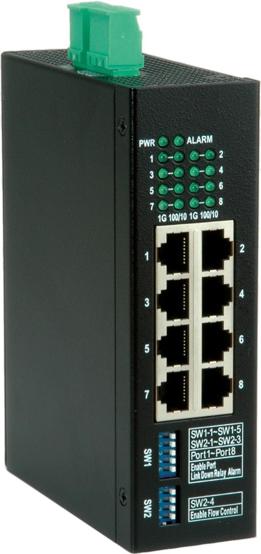 ROLINE Ind. Switch 8x - Switch - 1 Gbps (21.13.1163)