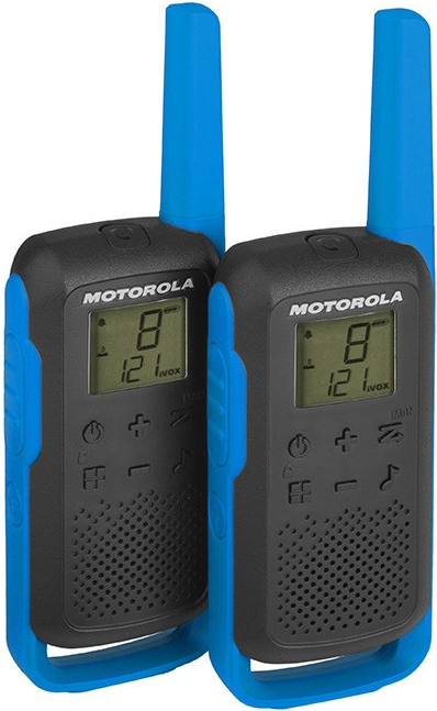 Motorola Talkabout T62 - Tragbar - Zwei-Wege Funkgerät - PMR - 446 MHz - 16 Kanäle - Schwarz, Blau (Packung mit 2) (188044)