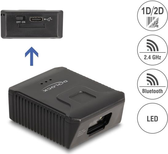 DeLOCK 90605 - Tragbares Barcodelesegerät - 1D/2D - CMOS - Codabar - Code 128 - EAN-13 - EAN-8 - ISBN - Interleaved 2 of 5 - PDF417 - Code 39 - Datenmatrix - Micro QR Code - MicroPDF417 - QR Code - 1280 x 800 Pixel (90605)