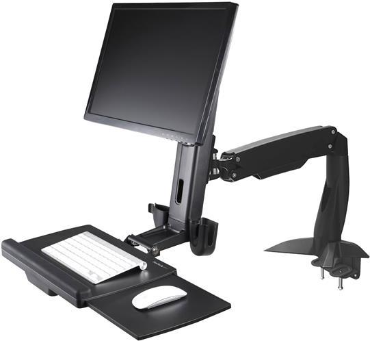 StarTech.com Sitz Steh Monitorarm - Befestigungskit (Bodenplatte, Spalte, Durchführungsplatte, Tastatur-Tablett, Unterlegscheiben, Monitorarm, Klemmhalterung, Basis, Basis-Pad) für Monitor / Tastatur - Bildschirmgröße: bis zu 61 cm (bis zu 61,00cm (24) ) 