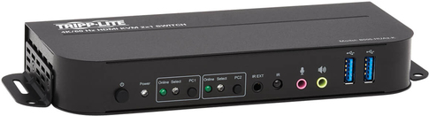 Tripp Lite HDMI KVM, 2-Port 4K 60Hz 4:4:4, HDR, HDCP 2.2 Support, IR Remote and USB Cables - KVM-/Audio-/USB-Switch - 2 x KVM/Audio/USB - 1 lokaler Benutzer - Desktop