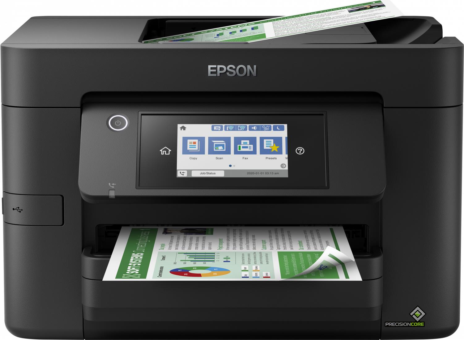 Epson WorkForce Pro WF-4825DWF - Multifunktionsdrucker - Farbe - Tintenstrahl - A4 (210 x 297 mm) (Original) - A4/Legal (Medien) - bis zu 25 Seiten/Min. (Drucken) - 250 Blatt - 33.6 Kbps - USB 2.0, LAN, Wi-Fi(n), USB-Host (C11CJ06404)