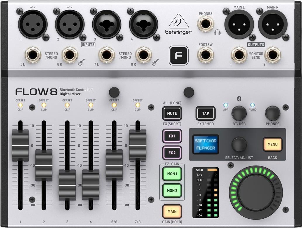 Behringer FLOW 8 - Digital Mixer mit Bluetooth Audio und USB Audio Interface (27000887)
