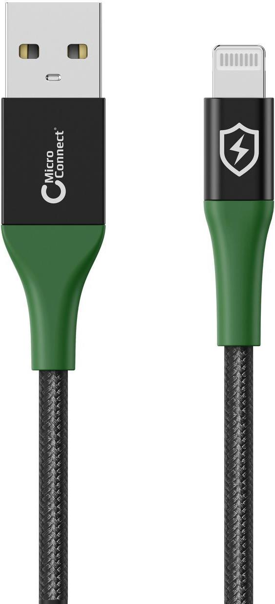 MicroConnect - Lightning-Kabel - USB männlich zu Lightning männlich - 2,0m - MFI-zertifiziert - Schwarz, grün - Smart Charge (MC-SMART USB A-L-2)