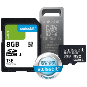 Swissbit TSE, microSD-Karte, 8 GB Technische Sicherungseinrichtung (TSE-Modul), Bauform: microSD-Karte, Verschlüsselung: 384 Bit, SE Leistung (Signatur): 250 ms, Lebensdauer: 20 Mio. Signaturen, Speicherplatz: 8 GB, Zertifikatslaufzeit 5 Jahre (SFSD8192N3