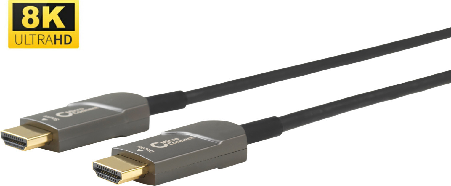 MicroConnect Premium - HDMI-Kabel mit Ethernet - HDMI männlich zu HDMI männlich - 30,0m - Hybrid Kupfer/Kohlefaser - Schwarz - HAOC-Kabel (Hybrid Active Optical Cable), Dolby TrueHD-Unterstützung, unterstützt 8K 120 Hz (7680 x 4320) (HDM191930V2.1OP)