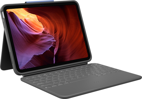 Logitech Rugged Folio - Tastatur und Foliohülle - Apple Smart connector - QWERTY - US International - Graphite - für Apple 10.2  iPad Wi-Fi, 10.9  iPad Wi-Fi