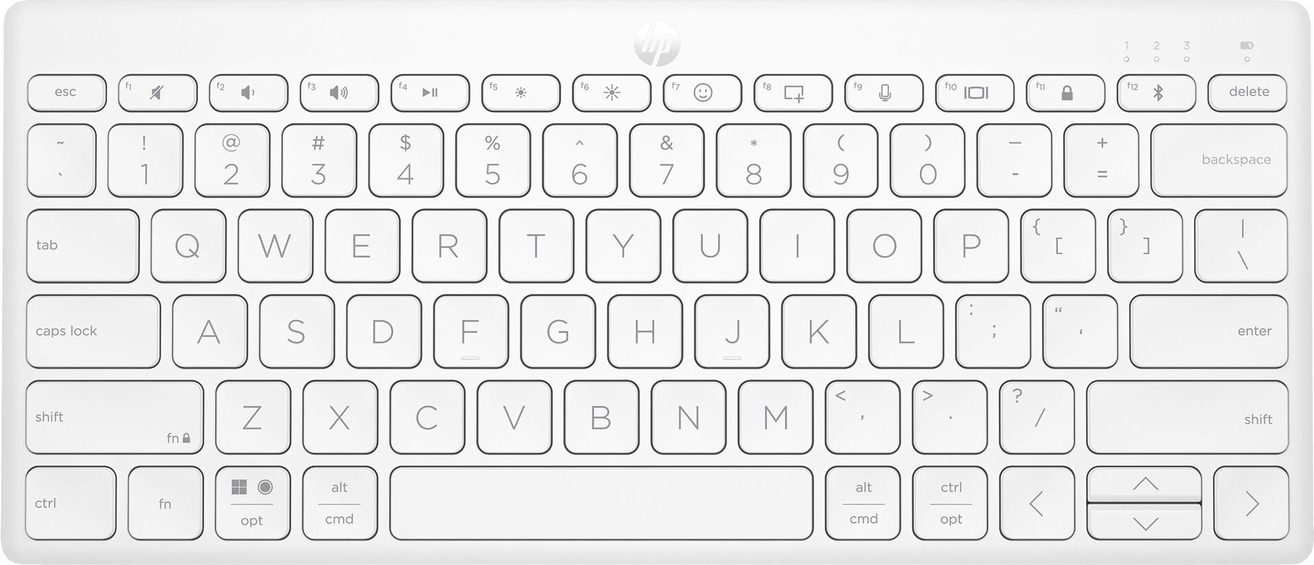 HP 350 Kompakte Bluetooth-Tastatur für mehrere Geräte - Mini - Kabellos - Bluetooth - Mechanischer Switch - Weiß (692T0AA)