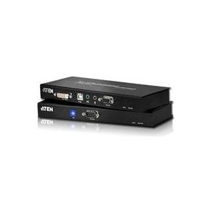 ATEN DVI KVM Extender mit Audio CE600, Single Link Ermöglicht die Übertragung von Monitor-, Keyboard-, Maus-, Audio- und seriellen Signalen bis zu 60 m über die vorhandene Cat 5e Verkabelung (CE600)
