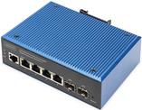 Digitus Industrial 4+2-Port L2 managed Gigabit Ethernet PoE Switch. Switch-Typ: Managed, Switch-Ebene: L2. Basic Switching RJ-45 Ethernet Ports-Typ: Gigabit Ethernet (10/100/1000), Anzahl der basisschaltenden RJ-45 Ethernet Ports: 4, Anzahl installierten 