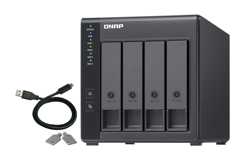 QNAP TR-004 - Festplatten-Array - 0 TB - 4 Schächte (SATA-300) - USB 3.2 Gen 1 (extern)