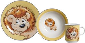 Ritzenhoff & Breker Geschirr-Set HAPPY ZOO LEO, 3-teilig aus Porzellan, spülmaschinengeeignet, im Geschenkkarton, - 1 Stück (413.175)