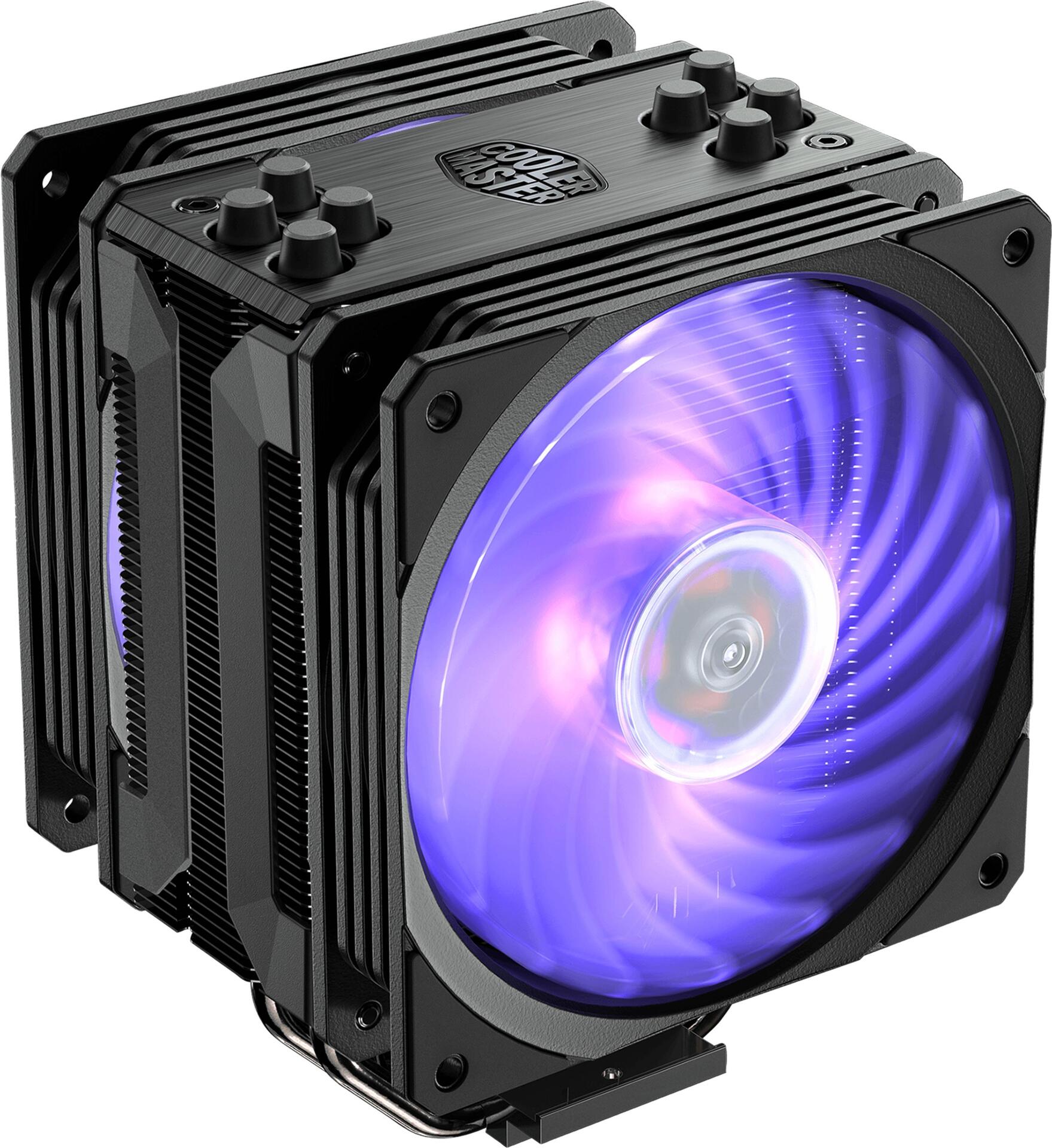 Cooler Master Hyper 212 RGB - Black Edition - Prozessor-Luftkühler - (für: LGA1156, AM2, AM2+, LGA1366, AM3, LGA1155, AM3+, LGA2011, FM1, FM2, LGA1150, FM2+, LGA2011-3, LGA1151, AM4, LGA2066, LGA1200, LGA1700) - Aluminium - 120 mm - Gun Metal Black