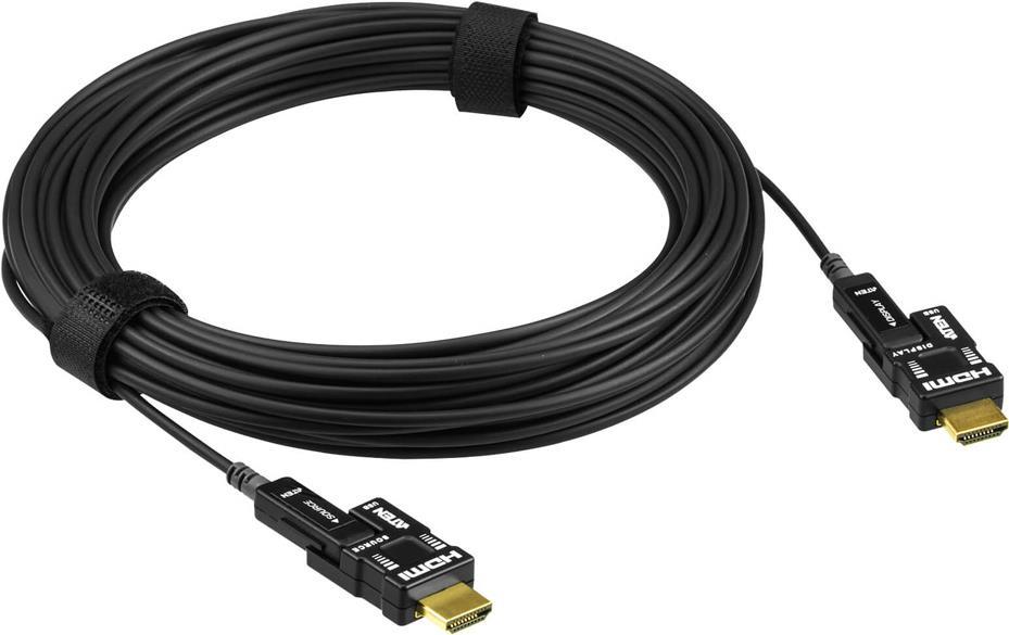 ATEN VanCryst VE7833A - High Speed - HDMI-Kabel - HDMI, 19 pin micro HDMI Type D männlich zu HDMI, 19 pin micro HDMI Type D männlich - 30,0m - Hybrid Kupfer/Kohlefaser - unterstützt 4K 60 Hz (4096 x 2160), Active Optical Cable (AOC) (VE7833A)