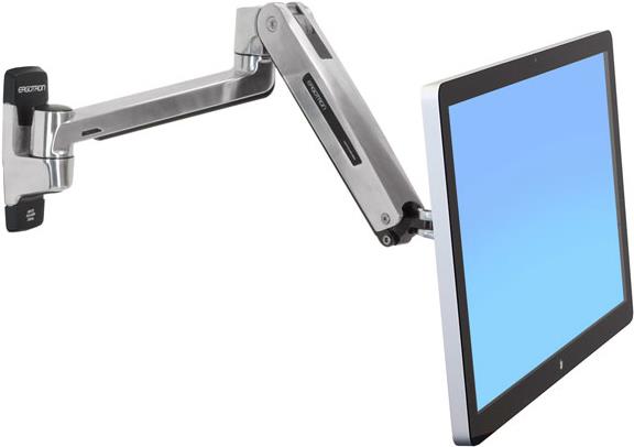 Ergotron LX HD Sit-Stand Wall Mount LCD Arm - Wandhalterung für LCD-Display - Aluminium - Polished Aluminum - Bildschirmgröße: bis zu 116,8 cm ( bis zu 116,80cm (46)  )