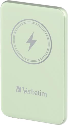 Verbatim Charge n Go - Induktive Power Bank - Magnethalterung - Li-Pol - 5000 mAh - 20 Watt - 2,4 A - Apple Fast Charge, PD 3,0, QC 3,0, Apple 2,4A, USB BC 1,2 (24 pin USB-C) - grün (32241)