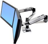 ERGOTRON LX Dual Monitor Arm in Aluminium - Monitor Tischhalterung mit patentierter CF-Technologie für 2 Bildschirme nebeneinander bis 68,60cm (27) , 33cm Höhenverstellung, VESA Standard und  (45-245-026)