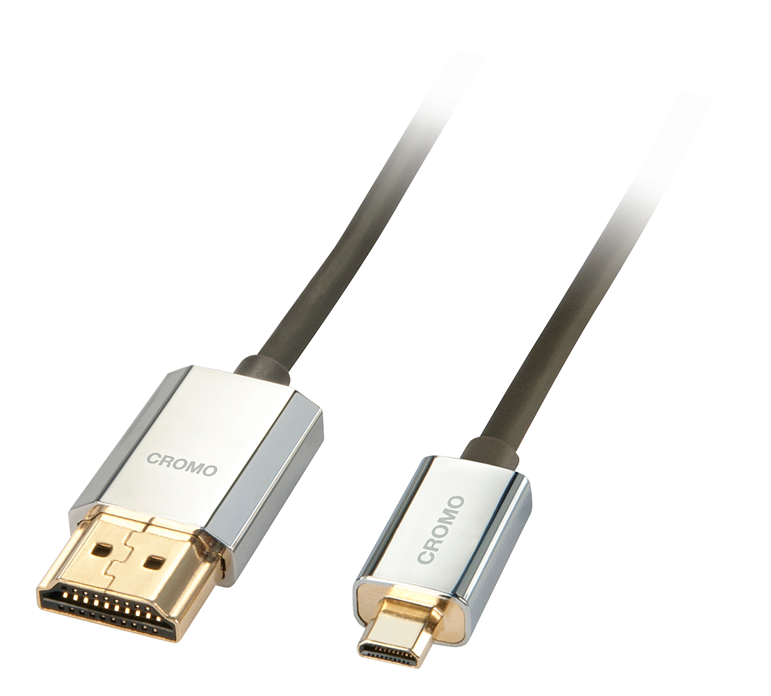 Lindy CROMO Slim High Speed HDMI to micro HDMI Cable with Ethernet - Video-/Audio-/Netzwerkkabel - HDMI - HDMI, 19-polig (M) - 19-polig Micro-HDMI (M) - 4,5m - abgeschirmt (41679)