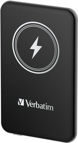 Verbatim Charge n Go - Induktive Power Bank - Magnethalterung - Li-Pol - 5000 mAh - 20 Watt - 2,4 A - Apple Fast Charge, PD 3,0, QC 3,0, Apple 2,4A, USB BC 1,2 (24 pin USB-C) - Schwarz (32240)