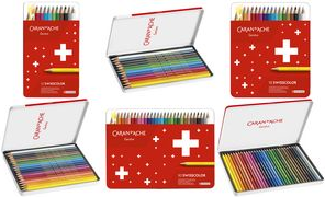 CARAN D'ACHE Buntstifte Swisscolor, 30er Metalletui wasserfeste Farbstifte, aus Zedernholz, hexagonaler Schaft, - 1 Stück (1284.730)