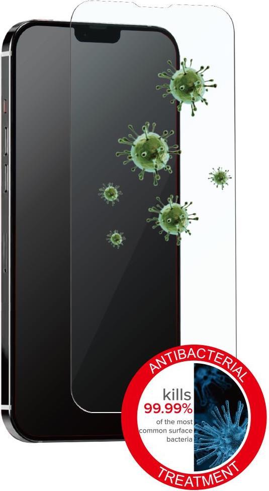 eSTUFF Titan Shield Antibacterial Glass Screen Protector for iPhone 13 mini. Displayschutzart: Klare Bildschirmschutzfolie, Markenkompatibilität: Apple, Kompatibilität: iPhone 13 mini, Schutzfunktion: Antibakteriell, Kratzresistent. Produktfarbe: Transpar