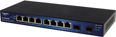 ALLNET ALL-SG8210PM. Switch-Typ: gemanaged, Switch-Ebene: L2+. Basic Switching RJ-45 Ethernet Ports-Typ: Gigabit Ethernet (10/100/1000), Anzahl der basisschaltenden RJ-45 Ethernet Ports: 8, Anzahl an installierten SFP Modulen: 2. MAC-Adressentabelle: 4096