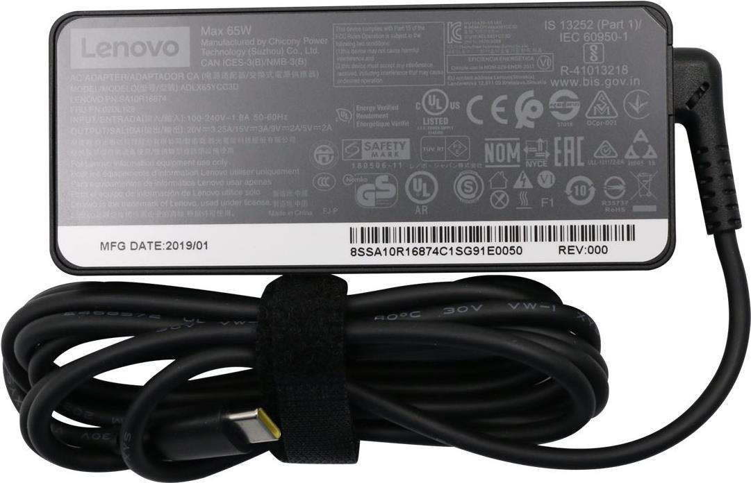 Lenovo Chicony ADLX65YCC3D - Netzteil - Wechselstrom 100-240 V - 65 Watt - FRU - für IdeaPad S540-13, IdeaPad Slim 7 14ITL05, 7 15IIL05, Yoga 7 14, 9 14, Yoga Slim 7 15ITL05 (02DL128)