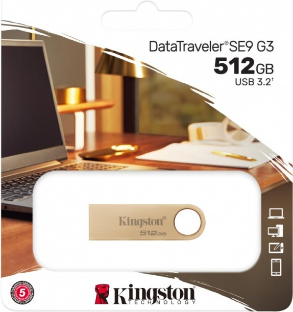 Kingston DataTraveler SE9 G3 - USB-Flash-Laufwerk - 512GB - USB 3,2 Gen 1 - Gold (DTSE9G3/512GB)