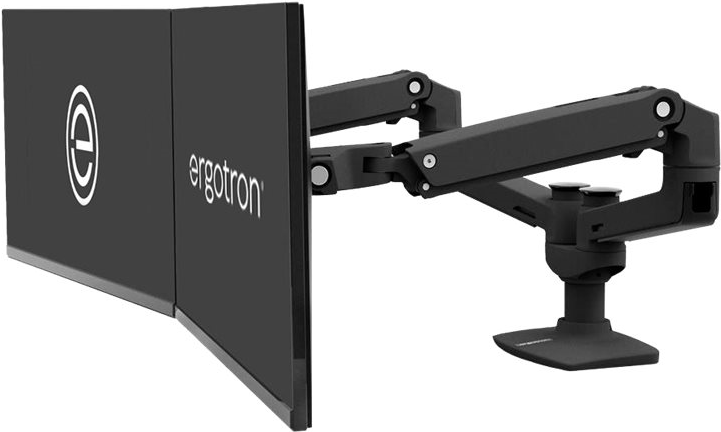 ERGOTRON LX Dual Monitor Arm in Schwarz - Monitor Tischhalterung mit patentierter CF-Technologie für 2 Bildschirme nebeneinander bis 68,60cm (27) , 33cm Höhenverstellung, VESA Standard und