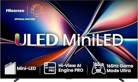 Hisense 100U7Q, LED-Fernseher 253 cm (100 Zoll), schwarz (matt), UltraHD/4K, Mini-LED, Hi-View AI Engine, QLED Colour, 165Hz Panel (100U7Q)