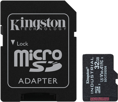 Kingston Industrial - Flash-Speicherkarte (microSDHC/SD-Adapter inbegriffen) - 32GB - A1 / Video Class V30 / UHS-I U3 / Class10 - microSDHC UHS-I (SDCIT2/32GB)