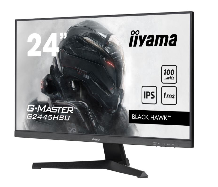 iiyama G-MASTER Black Hawk GB2445HSU-B1 - LED-Monitor - 60.5 cm (24) - 1920 x 1080 Full HD (1080p) @ 100 Hz - IPS - 250 cd/m² - 1300:1 - 1 ms - HDMI, DisplayPort - Lautsprecher - mattschwarz [Energieklasse E] (GB2445HSU-B1)