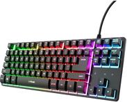 Trust Gaming GXT833 THADO TKL Gaming Tastatur Kompakte Gaming-Tastatur aus Metall mit mehrfarbiger LED-Beleuchtung (25889)