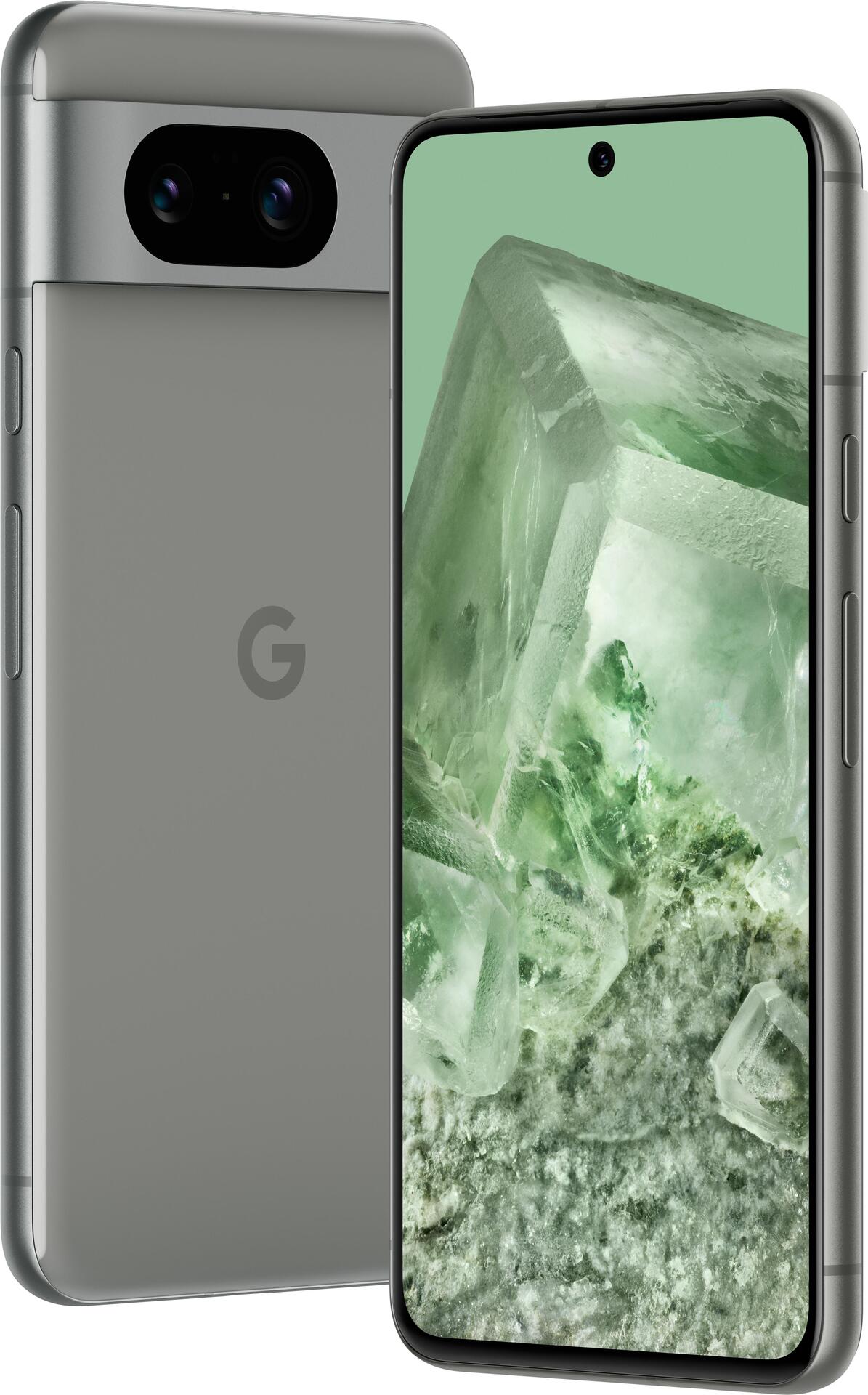 Google Pixel 8 . Bildschirmdiagonale: 15,8 cm (6.2), Display-Auflösung: 1080 x 2400 Pixel, Display-Typ: OLED. Prozessorfamilie: Google. RAM-Kapazität: 8 GB, RAM-Typ: LPDDR5X, Interne Speicherkapazität: 256 GB. Auflösung Rückkamera (numerisch): 50 MP, Rück