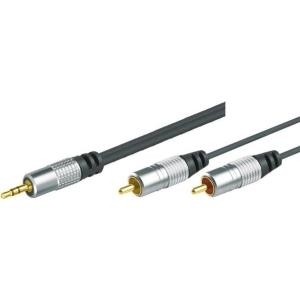 Professional Audiokabel, High Quality, 1x 3,5 mm Stereo Klinkenst. / 2x Cinch St., 5,0 m Hochwertiges Kabel zum Verbinden von Geräten mit 3,5 mm Stereo Klinkenbuchse (z. B. MP3-Player oder Soundkarte) und Cinch-Buchsen (49960105H)