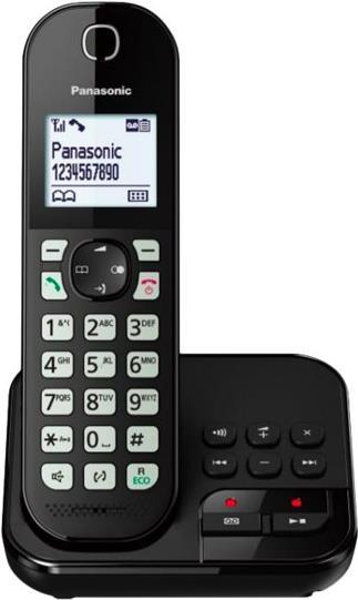 Panasonic KX-TGC462GB - Schnurlostelefon - Anrufbeantworter mit Rufnummernanzeige - Schwarz + zusätzliches Handset (KX-TGC462GB)