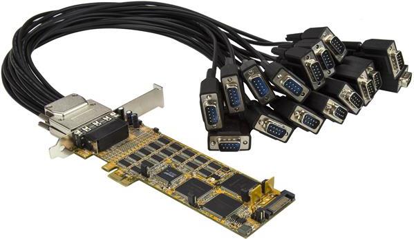 StarTech.com 16 Port PCI Express Seriell Karte - Low Profile - High Speed PCIe Seriell Karte mit 16 DB9 RS232 Ports - Erweiterungsmodul - PCIe 1.1 Low-Profile - RS-232 x 2 - Gelb