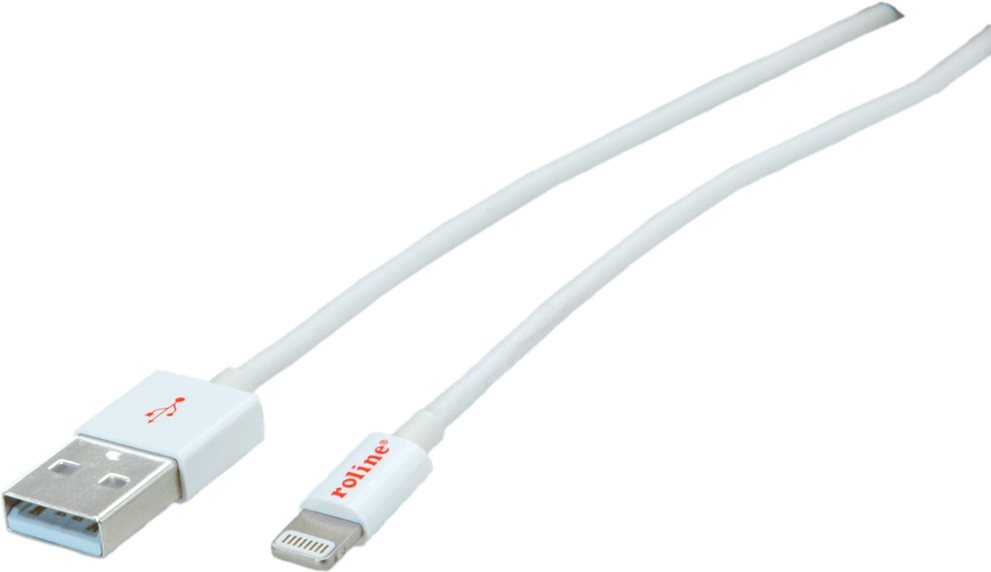 ROLINE - Lightning-Kabel - Lightning (M) bis USB (M) - 15 cm - abgeschirmt - weiß - geformt - für Apple iPad/iPhone/iPod (Lightning) (11.02.8326)