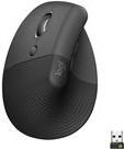 Logitech Lift for Business - Vertikale Maus für Linkshänder - ergonomisch - Für Linkshänder - 6 Tasten - kabellos - Bluetooth, 2,4 GHz - Logitech Logi Bolt USB-Receiver - Graphite (910-006495)