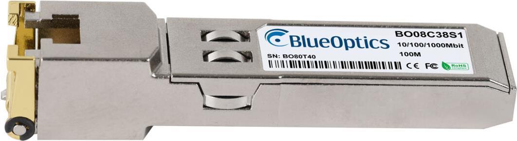 Kompatibler Extreme Networks MGBIC-GTX BlueOptics BO08C38S1 SFP Transceiver, Kupfer RJ45, 10/100/1000BASE-T, 100 Meter, 0°C/+70°C (MGBIC-GTX-BO)