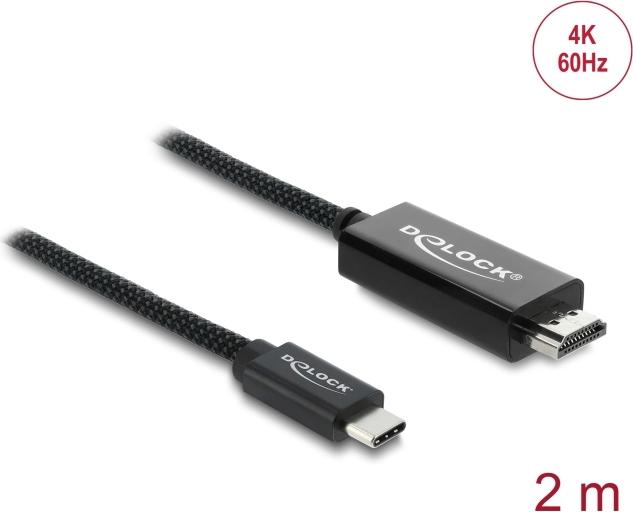 Delock Koaxiales USB Type-C zu HDMI Kabel DP Alt Mode 4K 60 Hz mit Geflechtmantel - Kabel - Digital/Daten (81704)