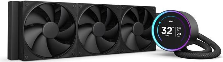 NZXT Kraken Elite 360 - Prozessor-Flüssigkeitskühlsystem - mit LCD-Display - Kühlergröße: 360 mm - (für: LGA1851, LGA1700, LGA1200, LGA115x Socket, AM4, AM5) - Kupfer - 120 mm - mattschwarz (RL-KN36E-B2)